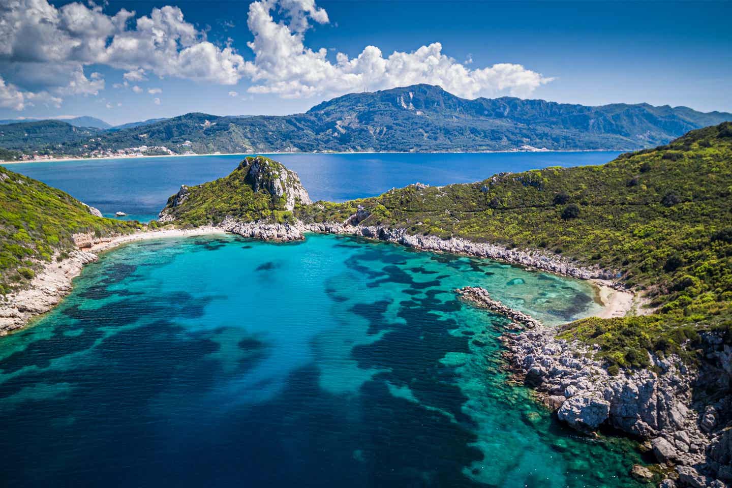 Strand in der Zwillingsbucht Porto Timoni auf Korfu