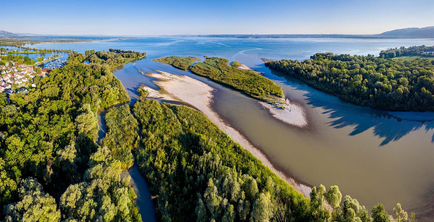 Eine Luftaufnahme von den drei schönsten Inseln des Bodensees