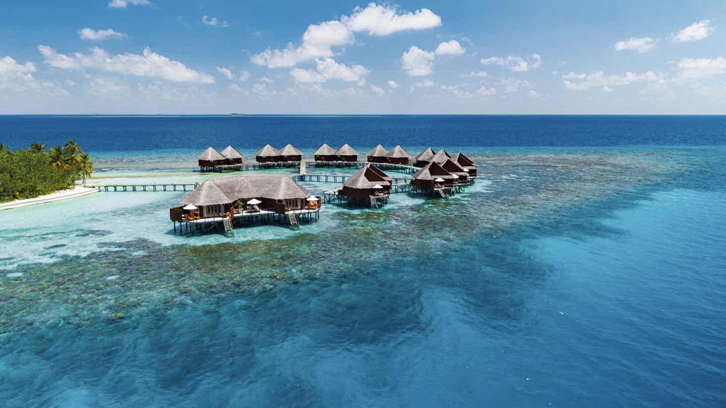 Luftaufnahme des Mirihi Island Resort