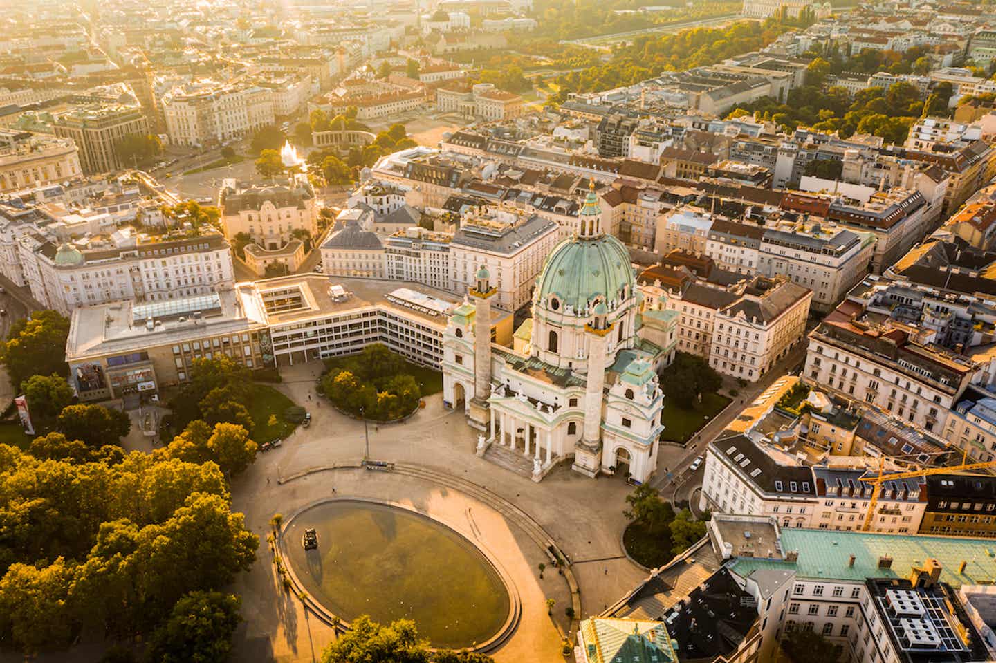 Ein Blick über Wien bei Sonnenuntergang