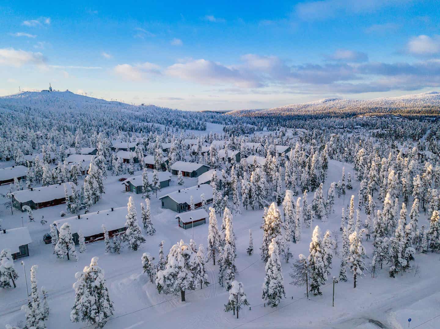 Reiseziele Winter: Luftaufnahme von Schneelandschaft