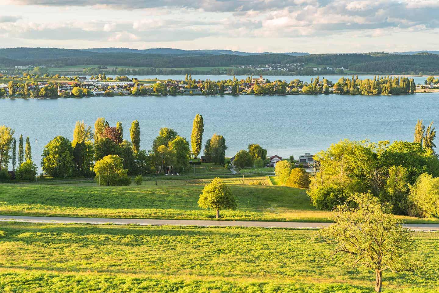 Blick auf den Bodensee und die Insel Reichenau