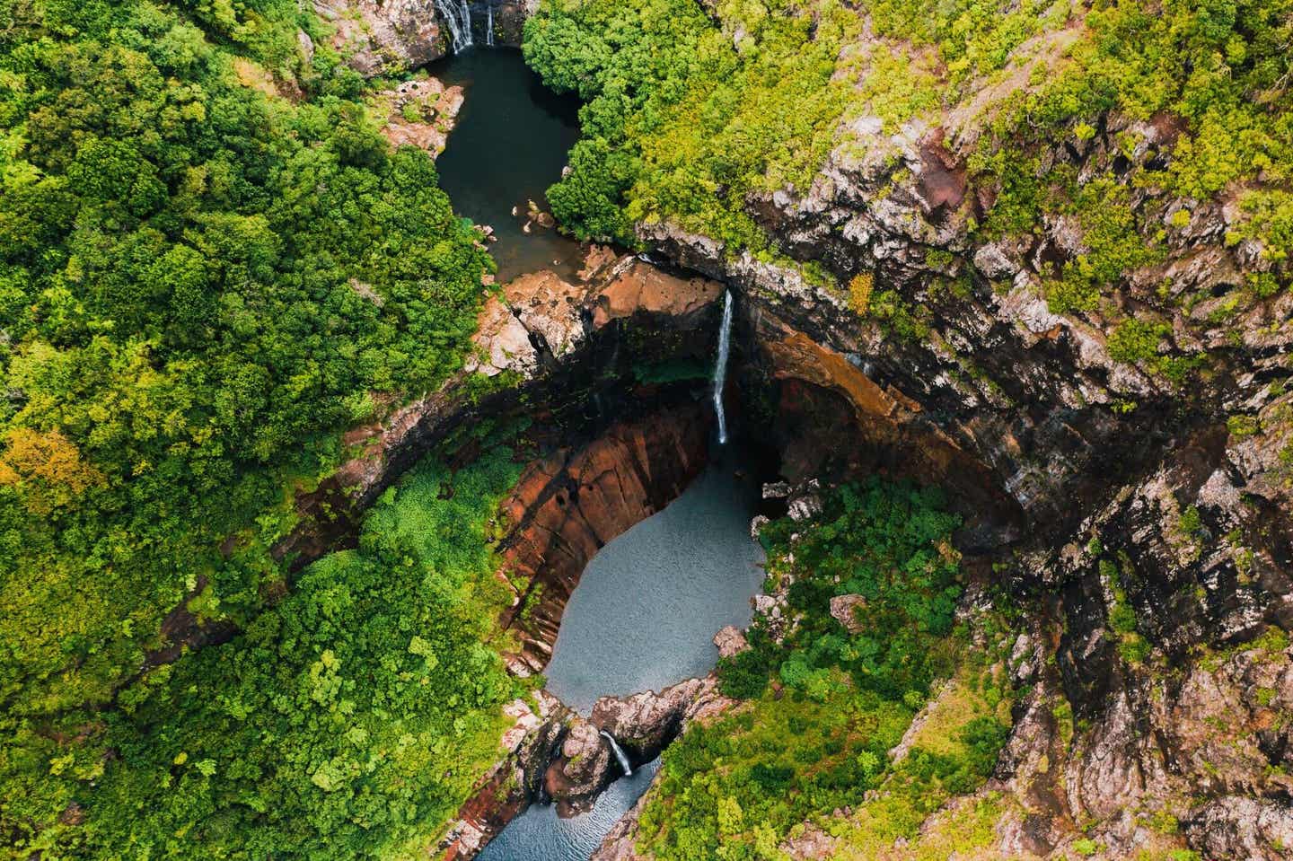 Der Tamarin-Wasserfall auf Mauritius