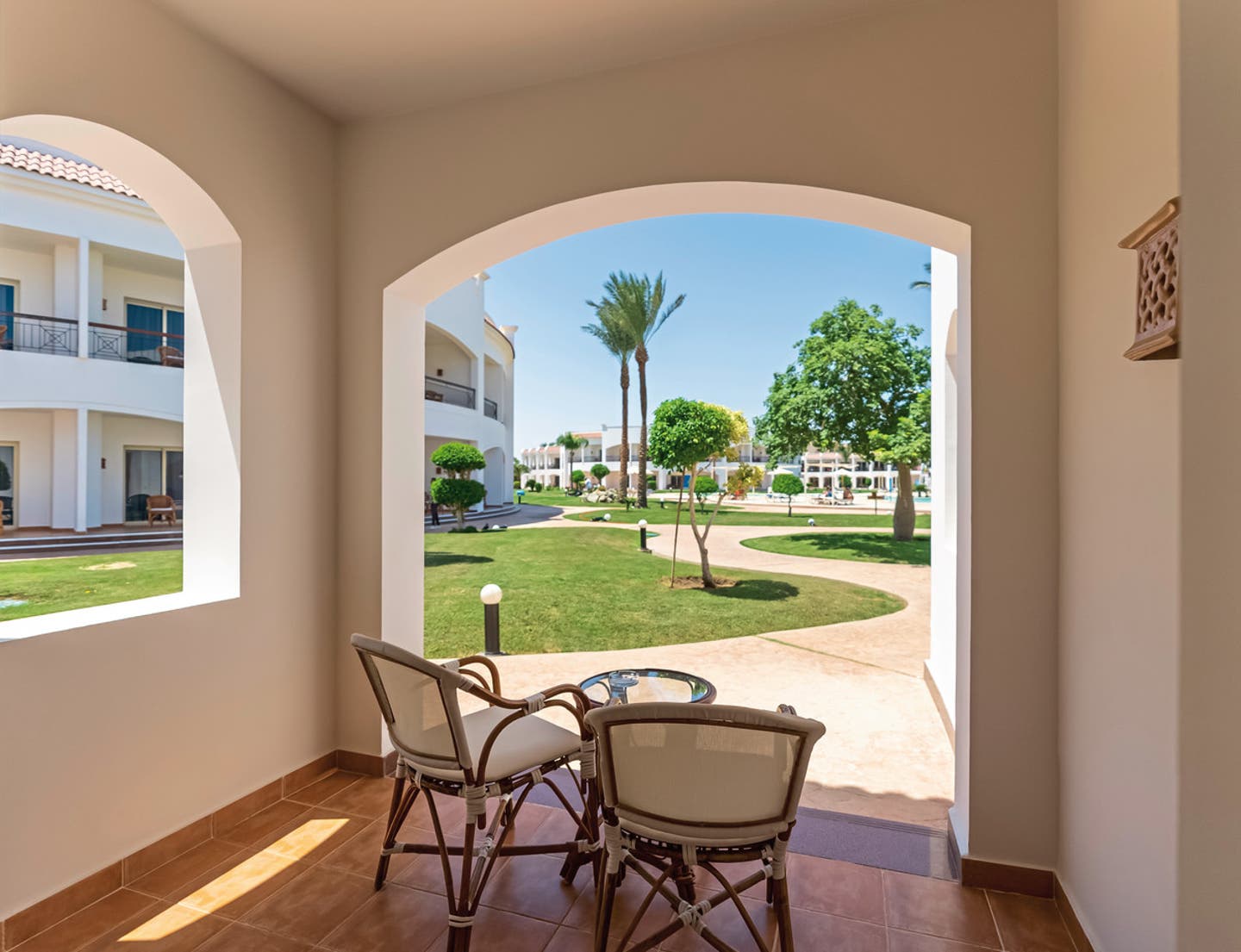 Wohnbeispiel Doppelzimmer Deluxe Garten-/Poolblick