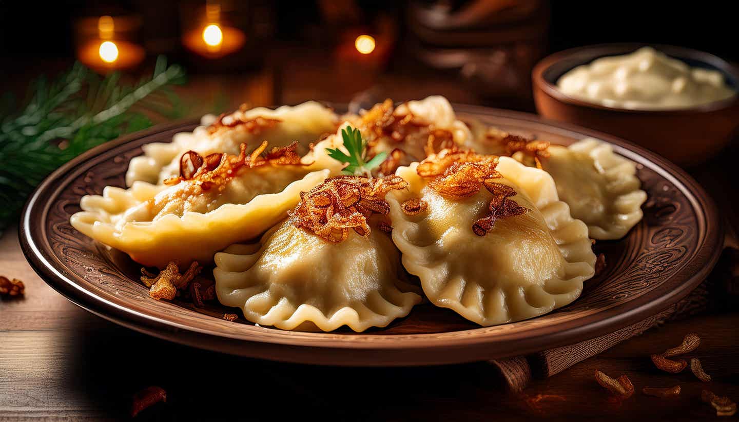Polen – Posen – Pierogi! Teller mit polnischen Pierogen