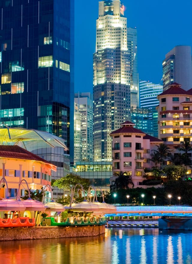 Hotels buchen Skyline von Singapur