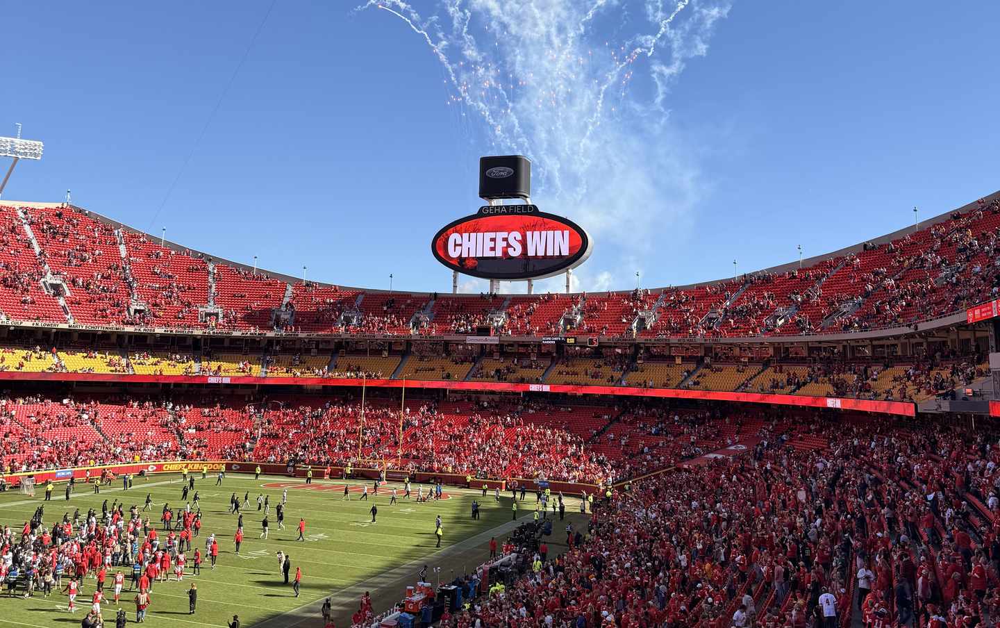 Kansas Chiefs Gewinner - im Stadion wird gefeiert
