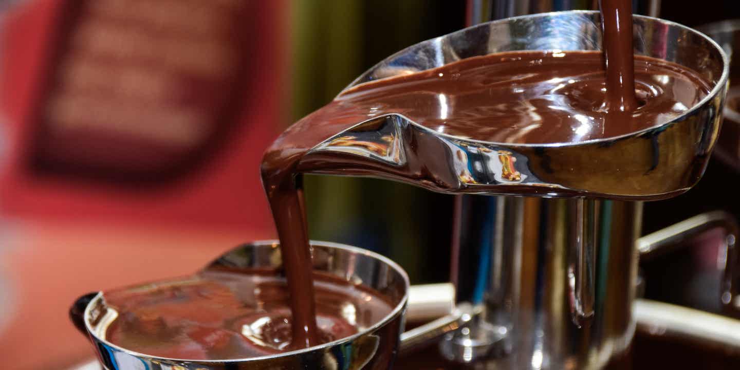 Nahaufnahme eines Schokobrunnens