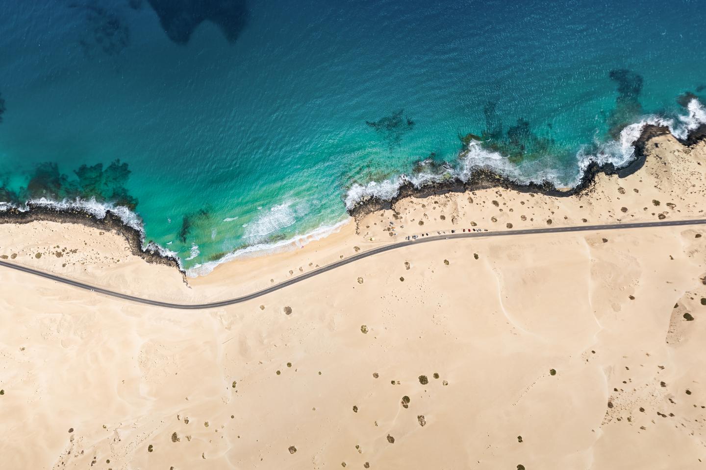 Spanien Fuerteventura Strand Luftaufnahme