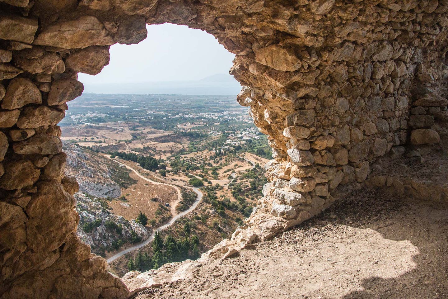 Ruine der Festung von Pyli mit Blick auf Kos