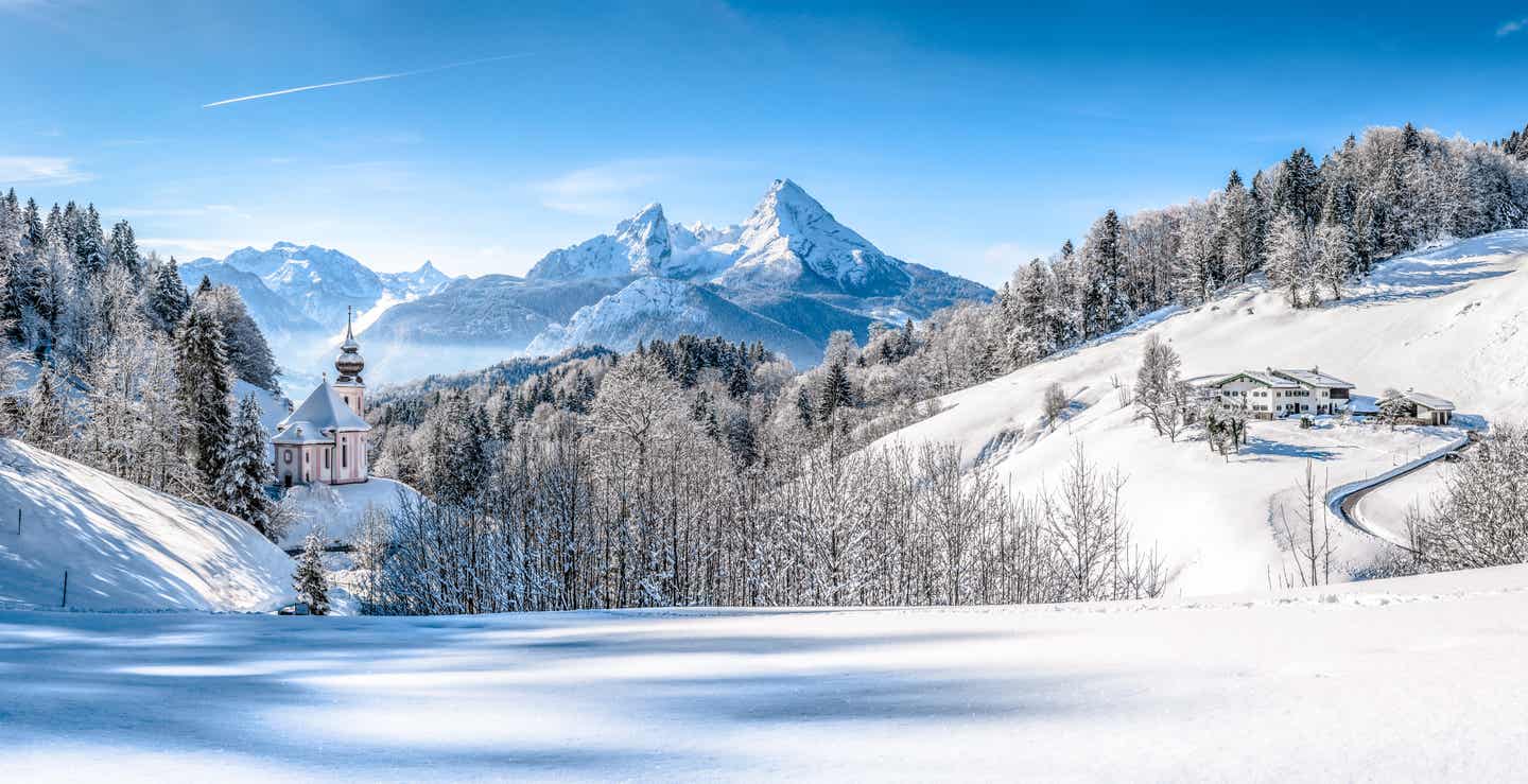 Reiseziele Winter: Winterlandschaft im Berchtesgadener Land in Bayern