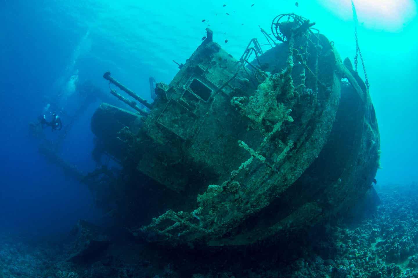 Eins der Wracks vor der Küste von Mauritius