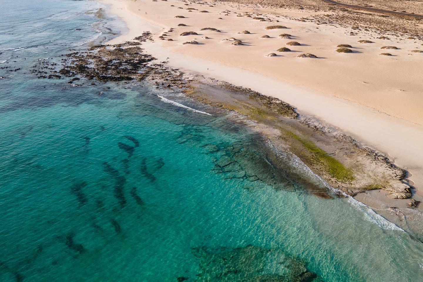 Spanien Fuerteventura Corralejo Strand Luftaufnahme