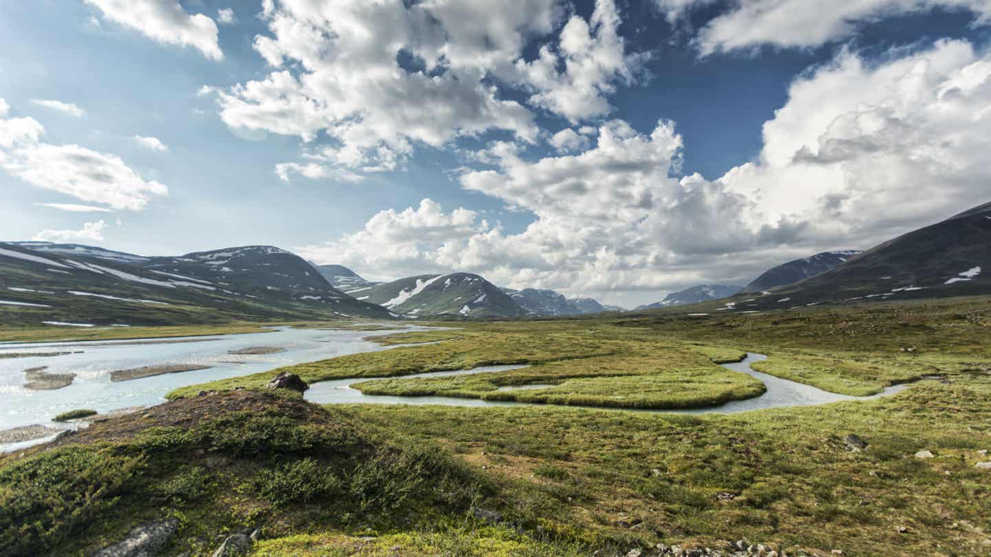 Berglandschaft im Sommer in Lappland