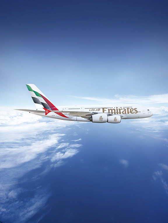 A380 Emirates in der Luft