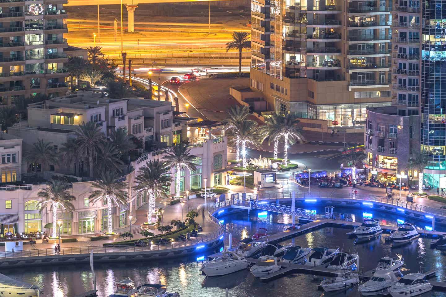 Dinner in Dubai: Blick über den Jachthafen