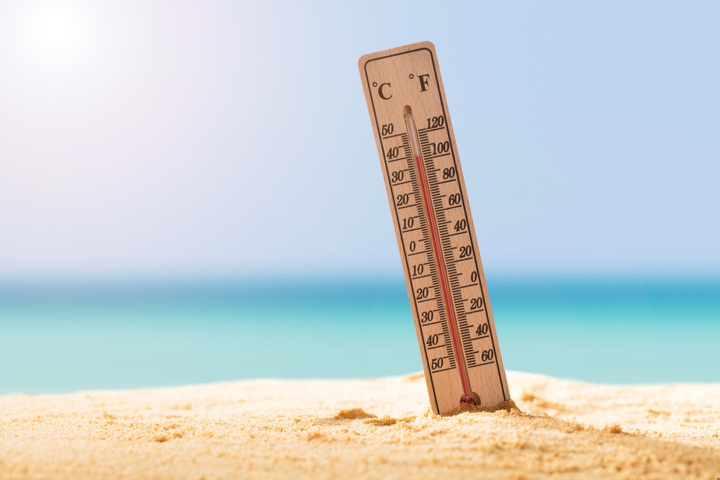 Thermometer am Strand