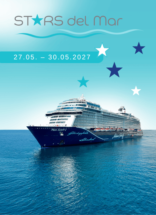 Mit Giovanni Zarrella und Vanessa Mai. Jetzt Frühbucherpreise sichern! Stars del Mar 2027 auf Mein Schiff 2