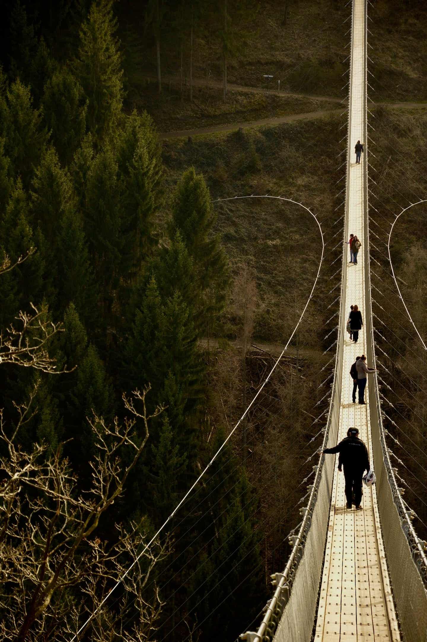 Ziemlich hoher Fotospot in Deutschland: die Hängeseilbrücke Geierlay