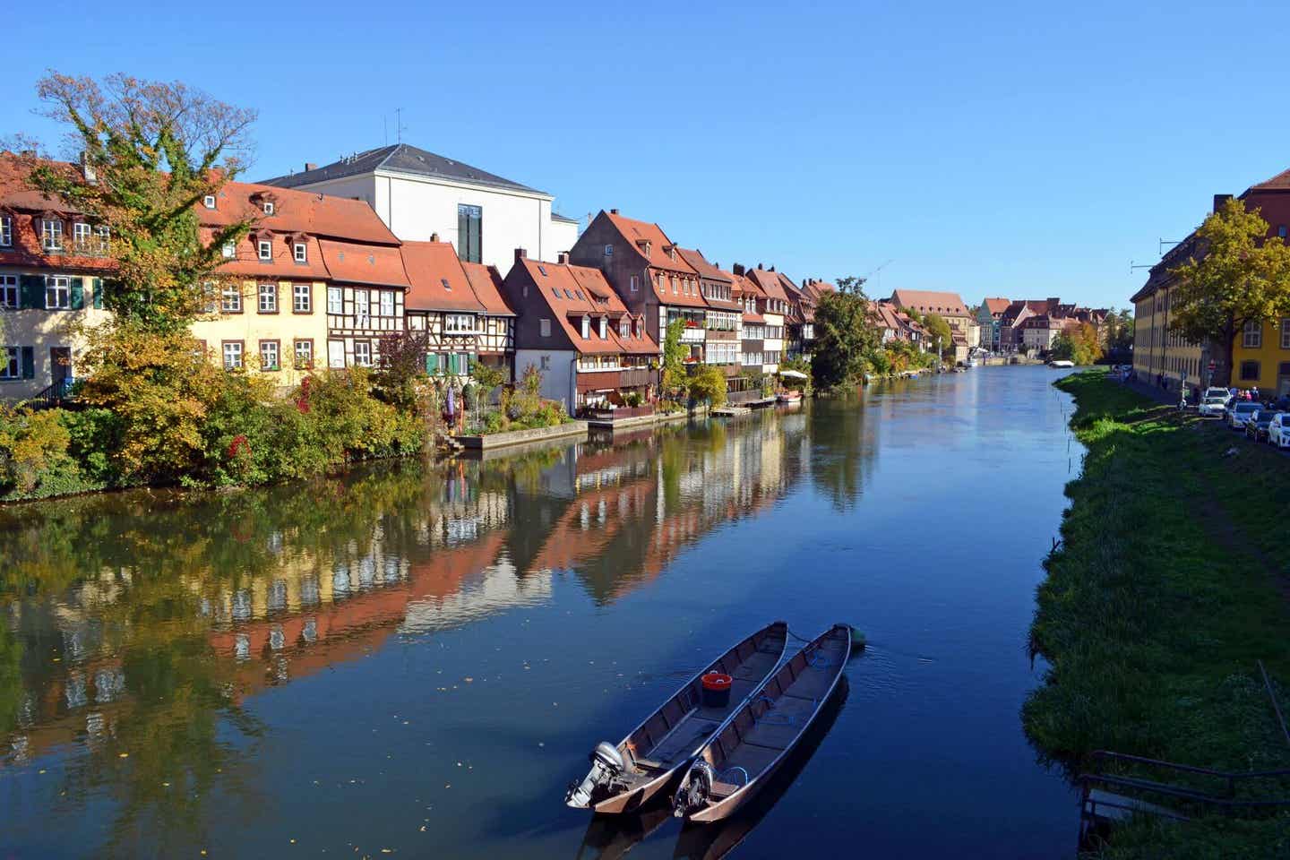 Bambergs Sehenswürdigkeiten: Häuserzeile am Fluss