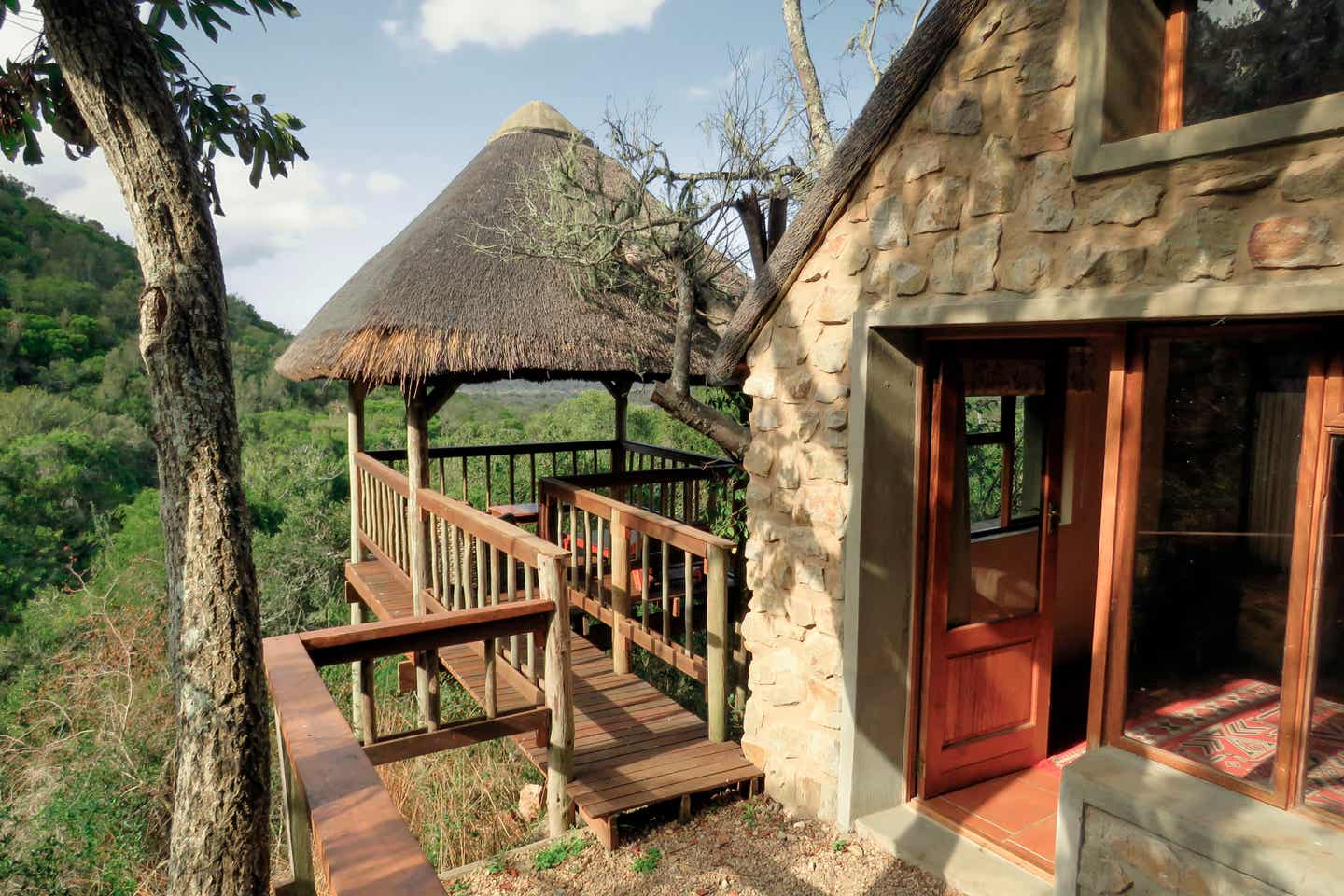 Blick vom zimmereigenen Balkon im Amakhala Private Game Reserve 