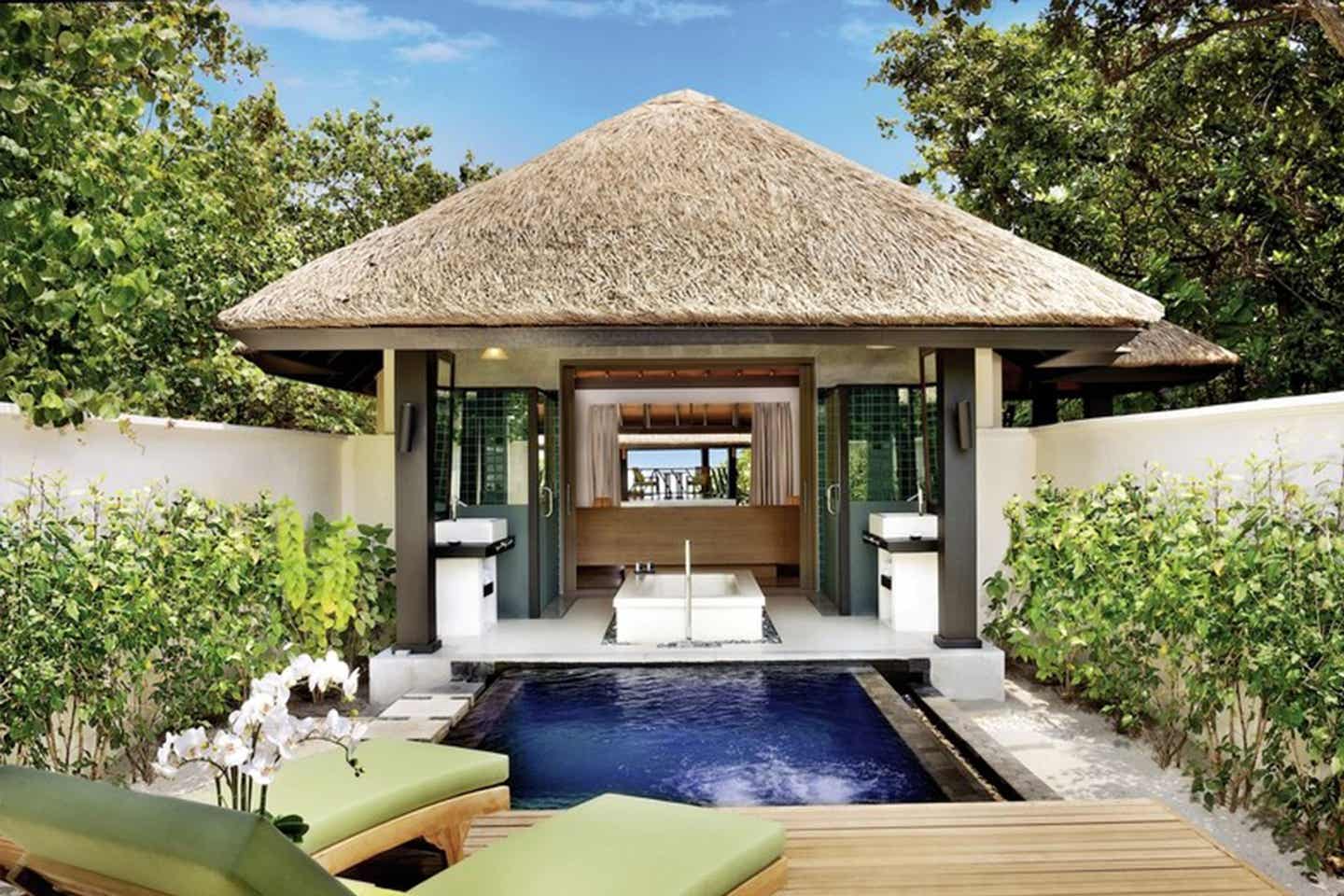 Blick auf Wellnessoase im Ja Manafaru