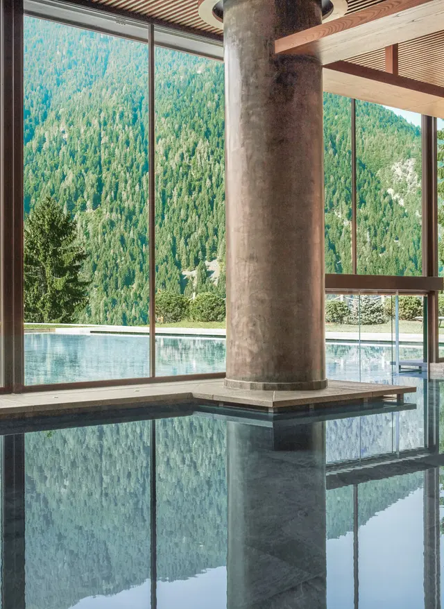 Nachhaltige Hotels Blick aus dem Lefay Resort & Sea in den Dolomiten in die Natur