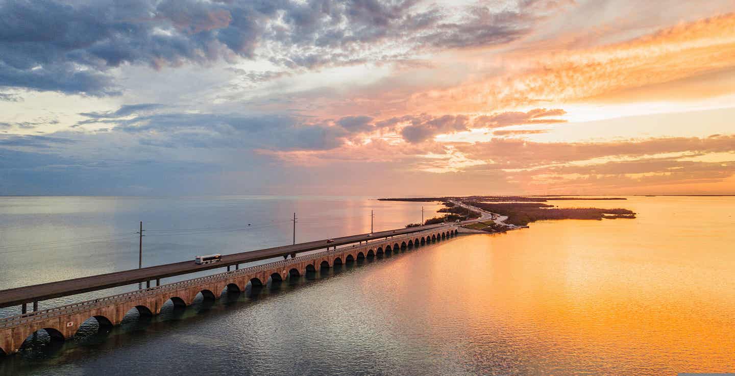 USA Florida Keys: Luftaufnahme der Seven Mile Bridge