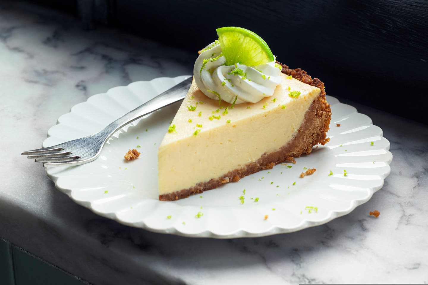 Kuchenstück: Nahaufnahme eines Lime Pie