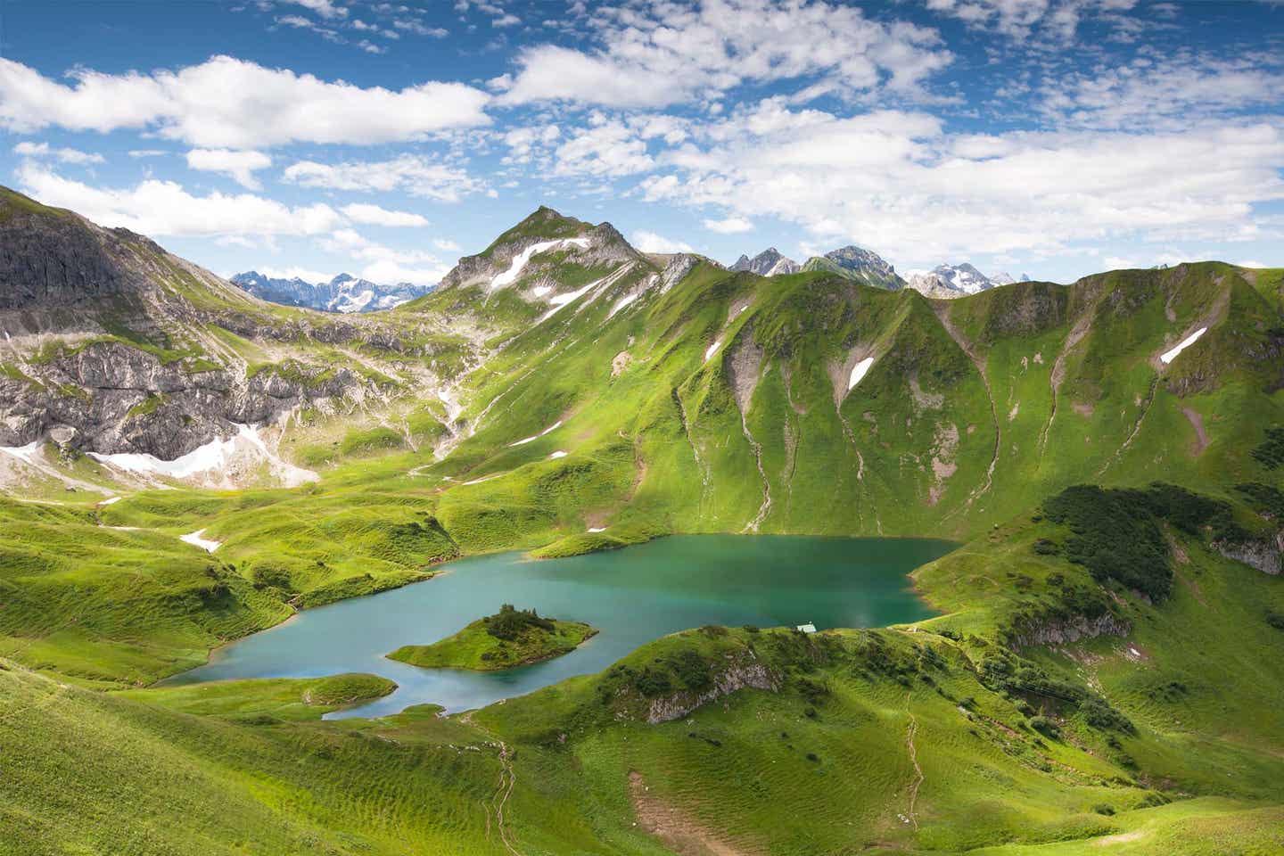 Deutschland Alpen Schrecksee Blick auf den See im Sommer