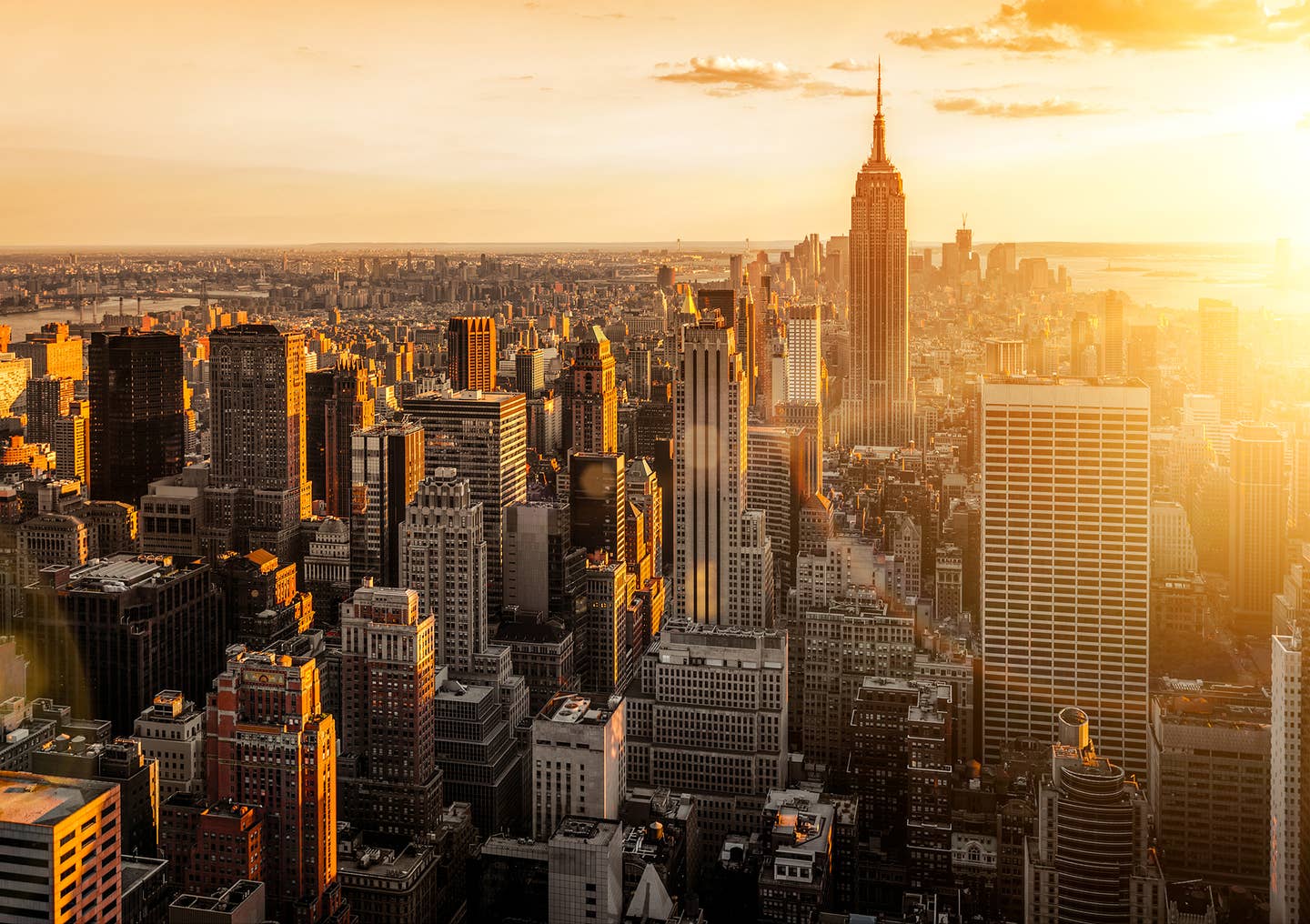 New York Skyline bei Sonnenuntergang