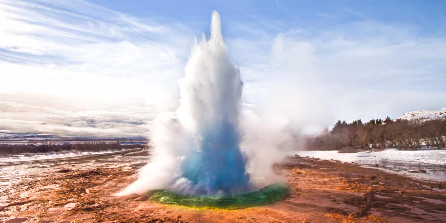 Wasserfontäne des Strokkur Geysir