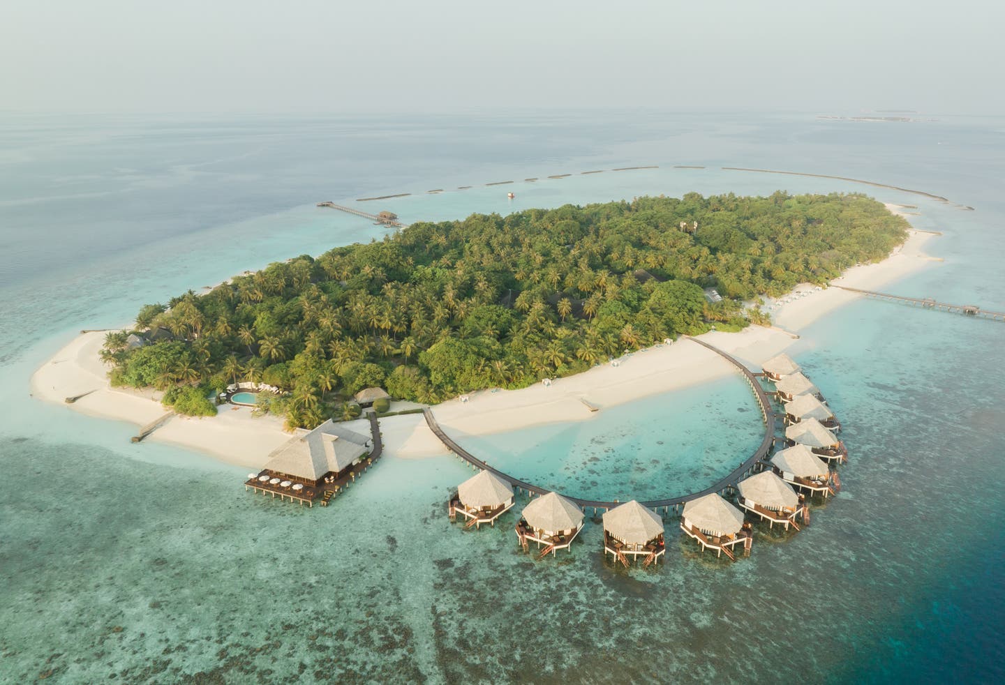 Ansicht der Insel Meedhupparu von oben