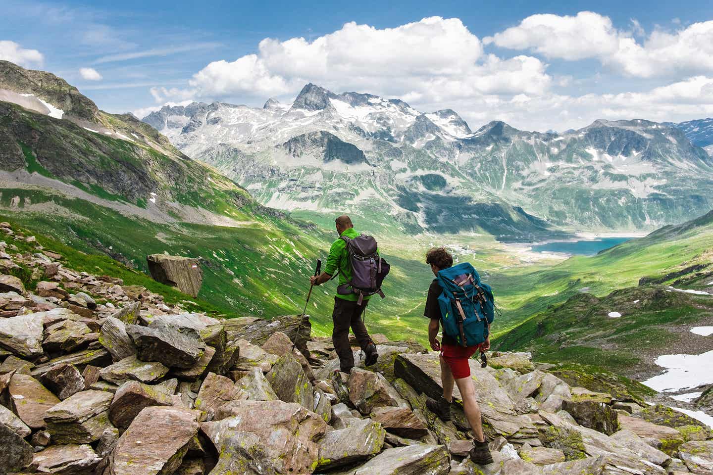 Alpine Bergwanderung in Graubünden in der Lombardei, Italien