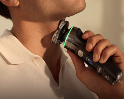 Man shaving his neck