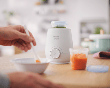 חימום מוצקים במחמם הבקבוקים של Avent