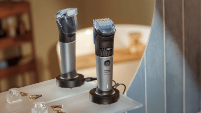 Product close-up image of a Philips trimmer in preparation of getting a beard ready for a beard braid.