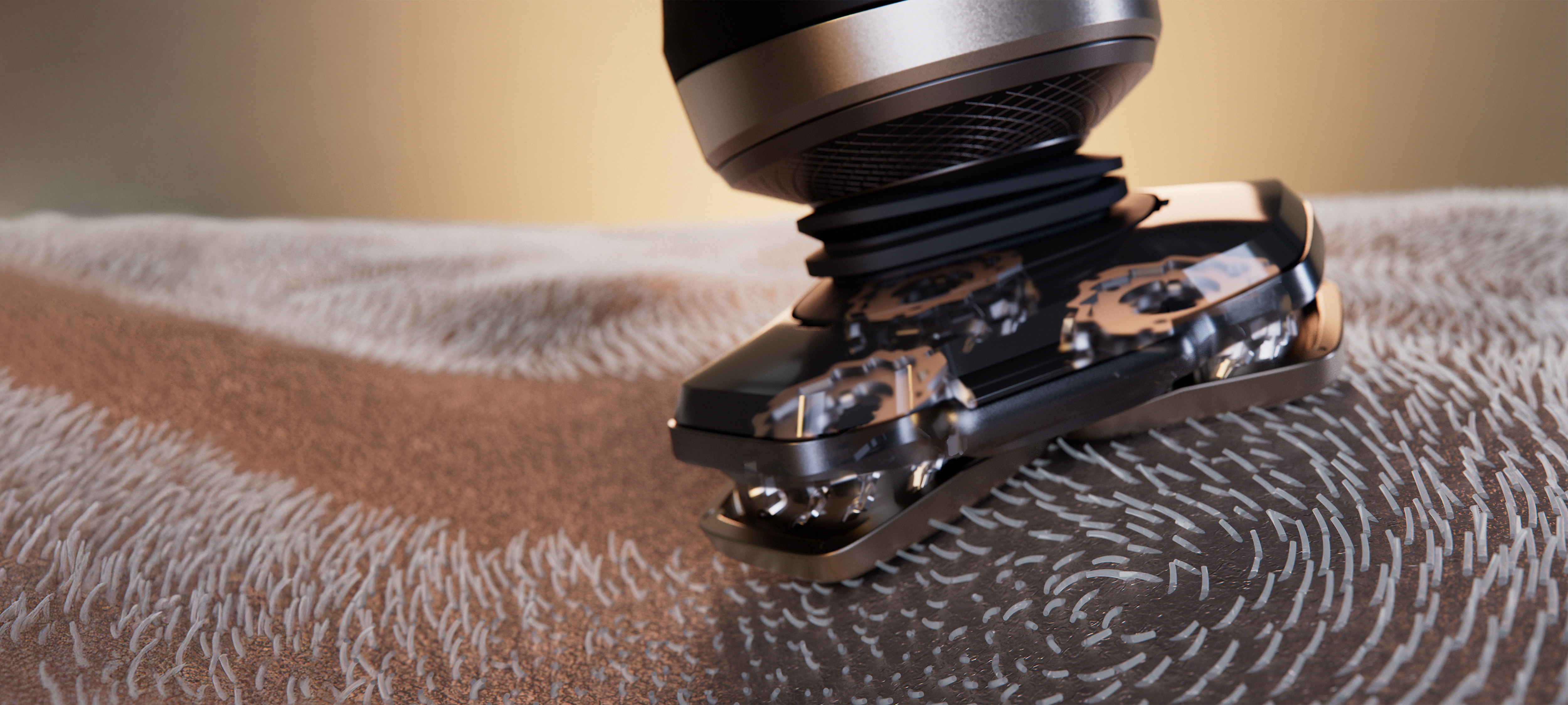 Primer plano de una vista desglosada de una afeitadora.