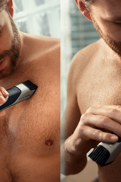 Man grooming his chest