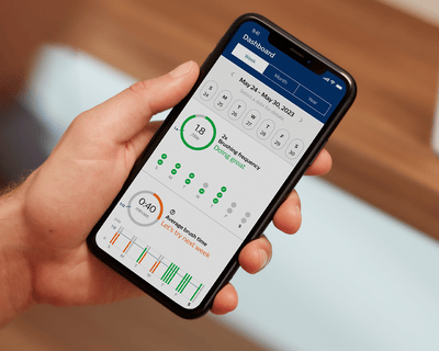 A smartphone showing the dashboard on the Philips Sonicare app.