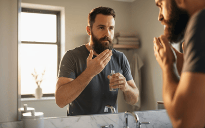 Bărbat care aplică aftershave