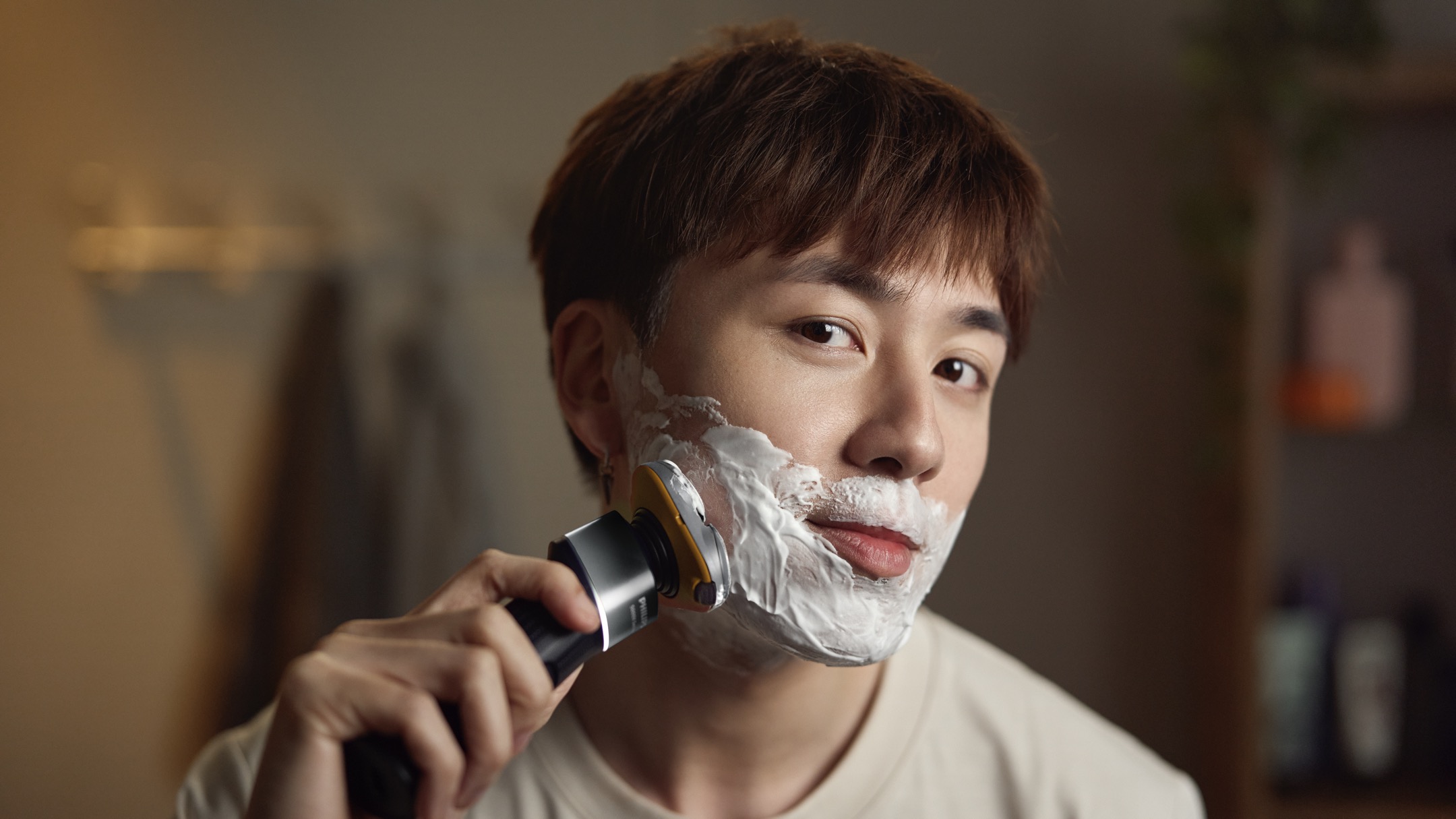 Vista desglosada de una afeitadora.