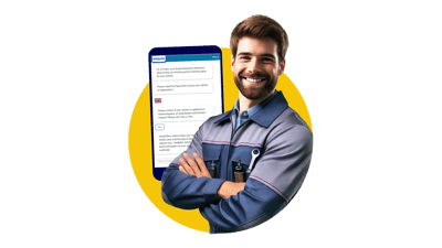 A man with car selector tool