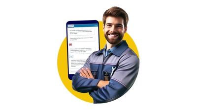 A man with car selector tool