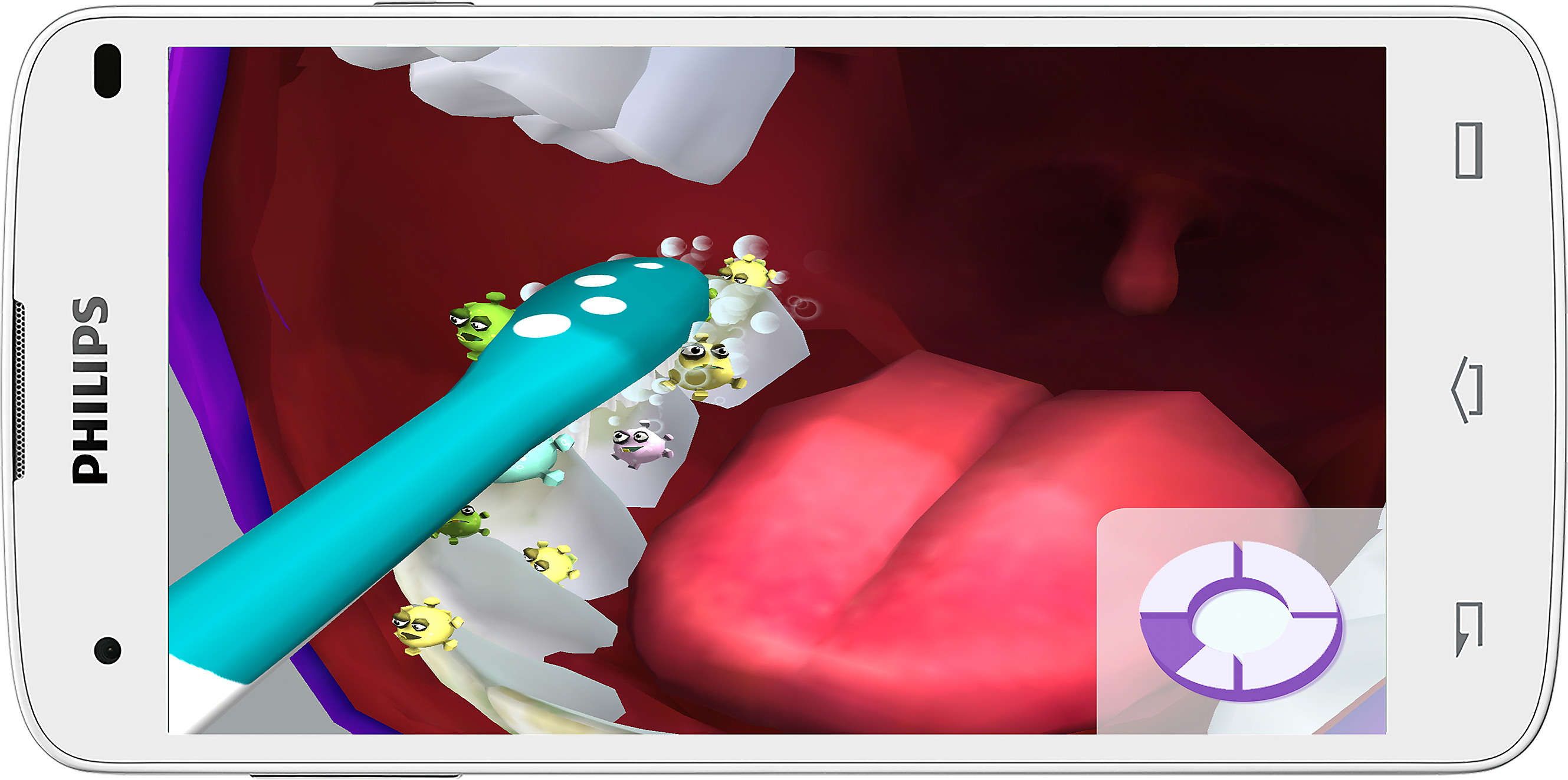 The Sonicare For Kids app visualizing brushing.