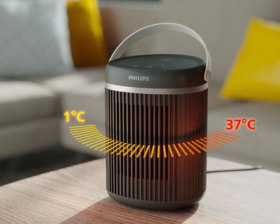 Nešiojamas šildytuvas su reguliuojama 1 °C–37 °C temperatūra