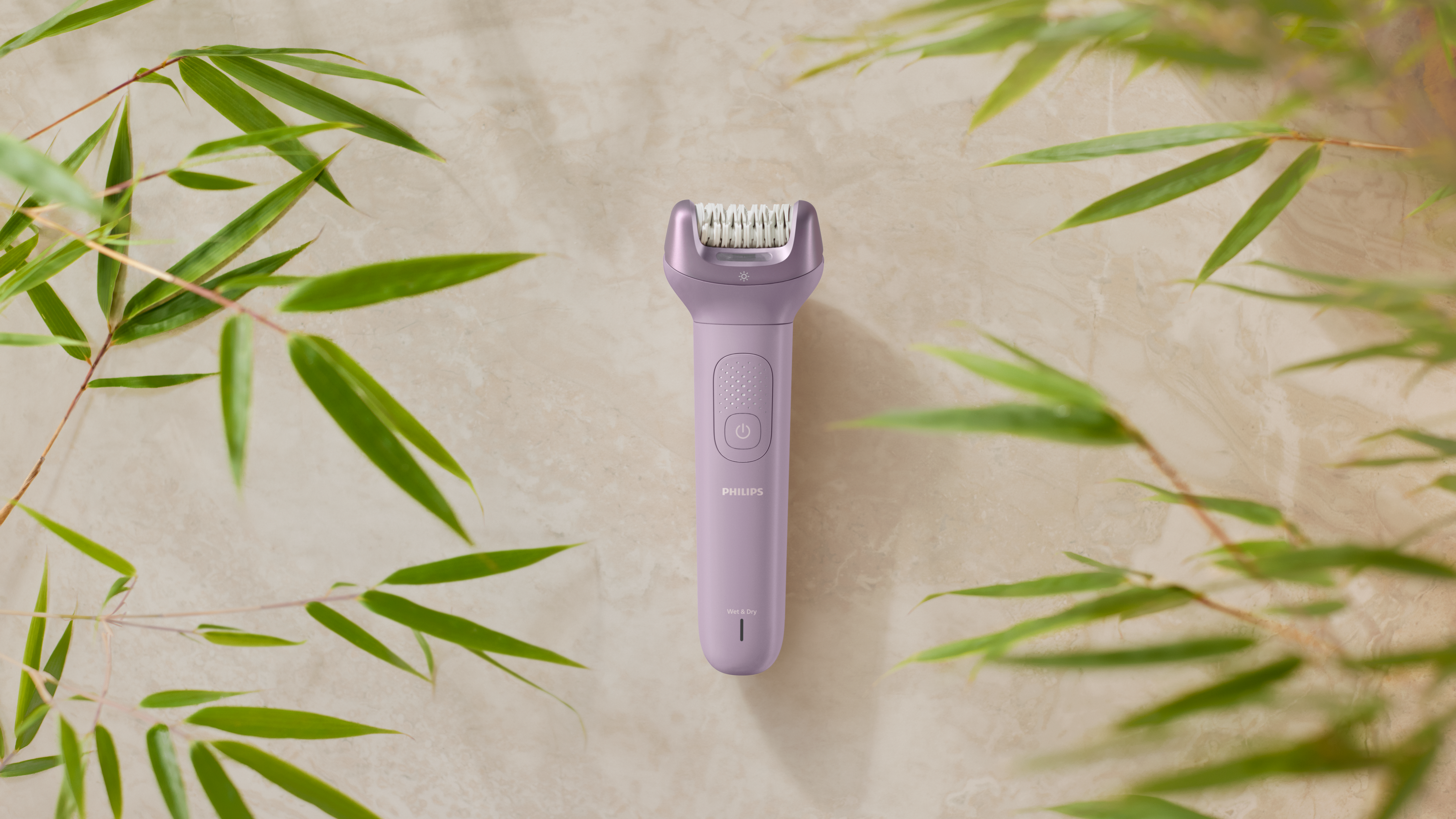 Philips cordless epilator in natural setting, beauty routine meet...