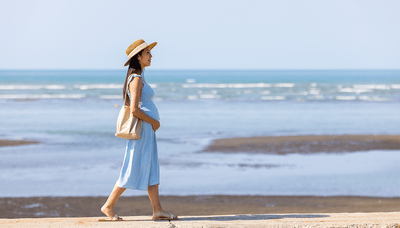 Pregnant woman enjoying nature walk