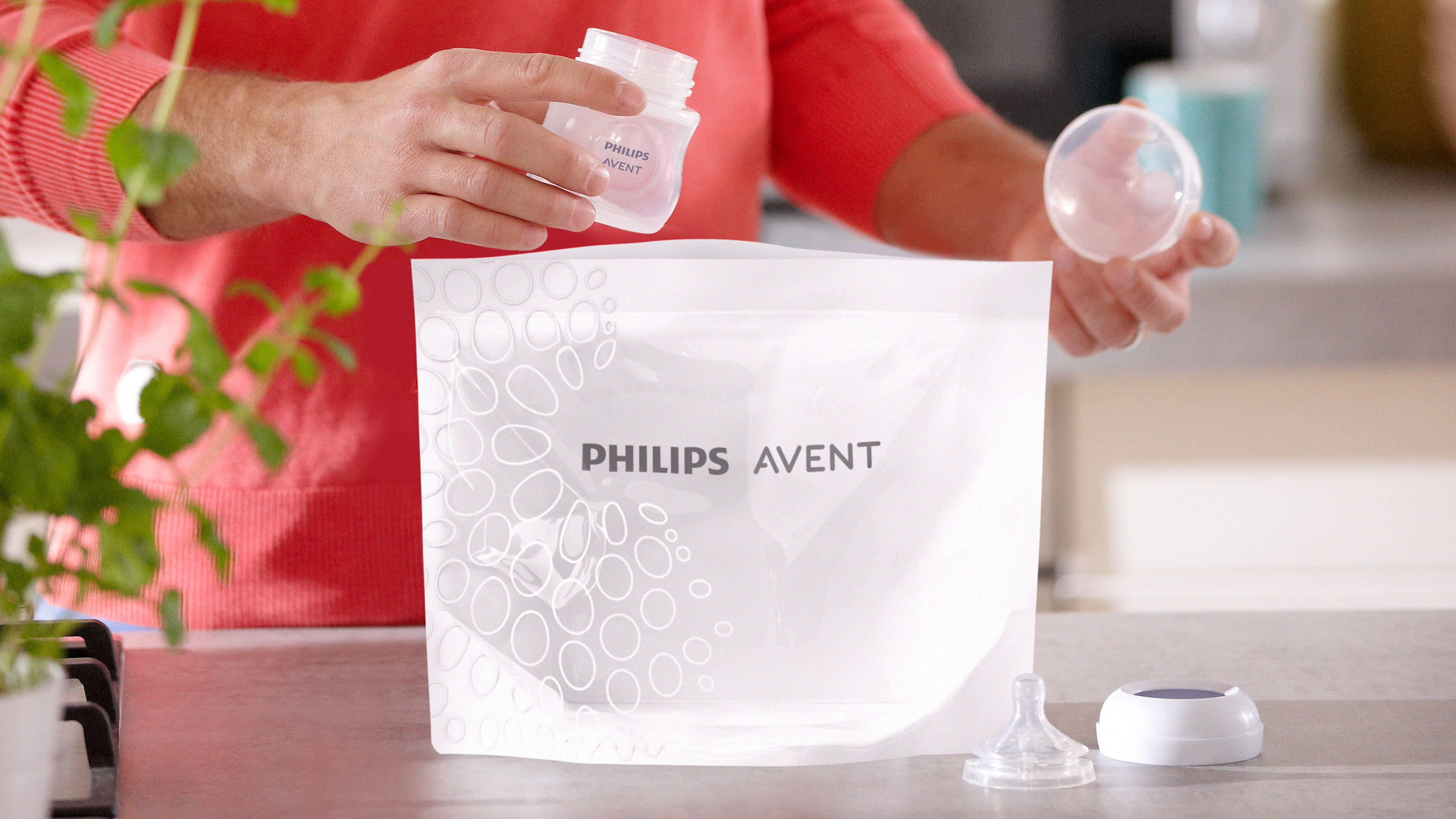 Microwave sterilizer bags close-up