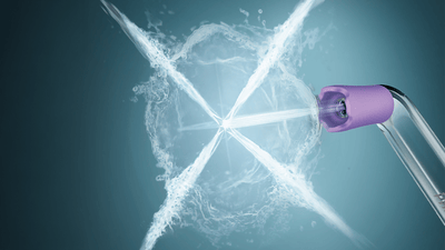 Water flosser stream close-up